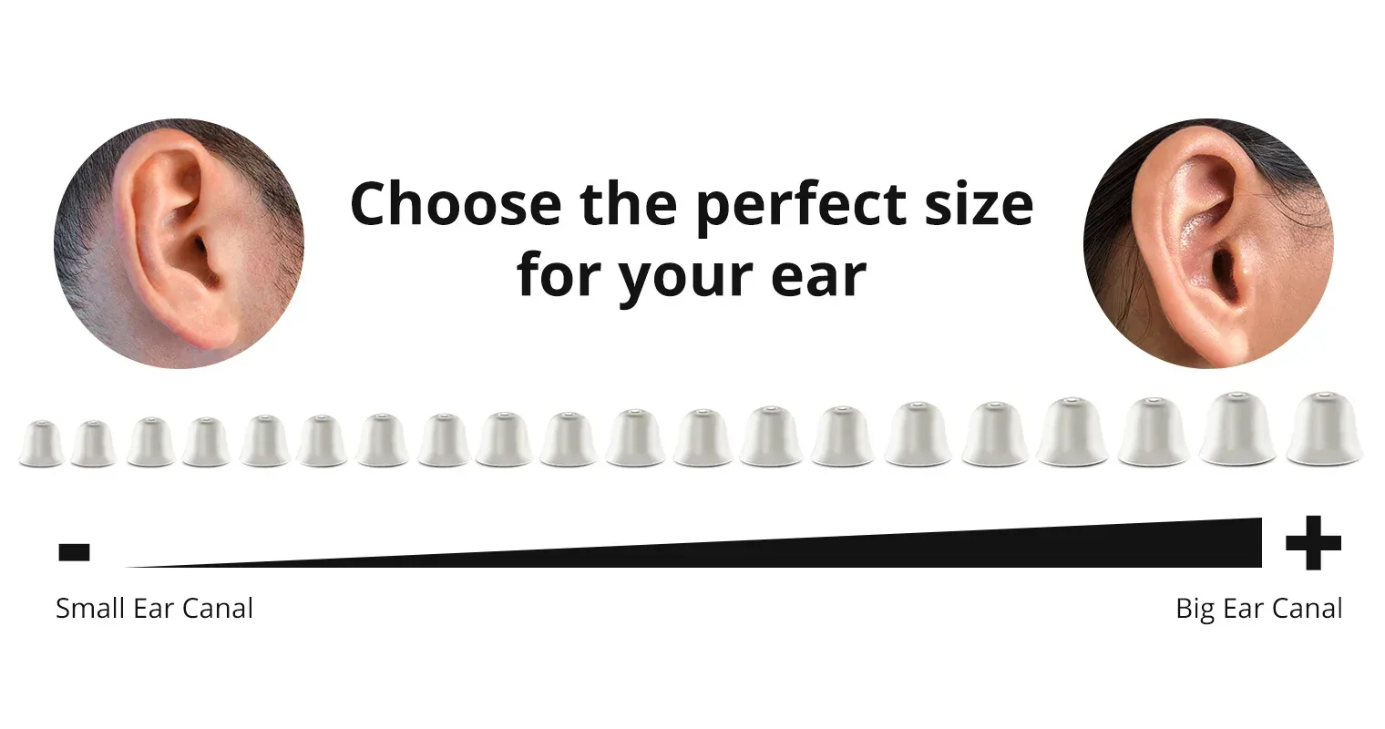 Nebroo PRO 3.0 comes with 10 pairs of ear domes in different sizes